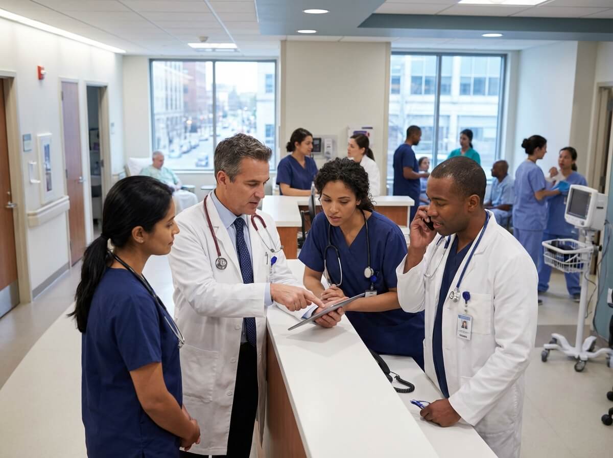 Healthcare facility cleaning guide doctors in hospital